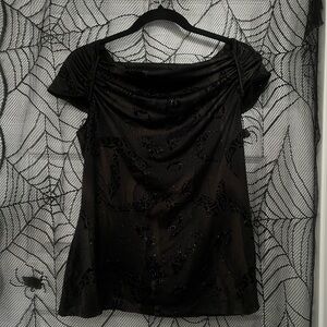 Jessica Black Sparkly Ruched Top